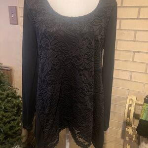 Verve Ami Black Lace Tunic Top